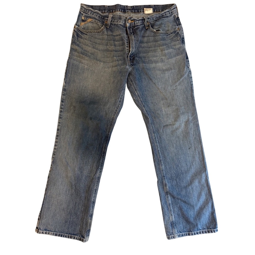 Ariat Mens 36x32 Blue Jeans Western Cowboy Straight Relaxed 100% Cotton